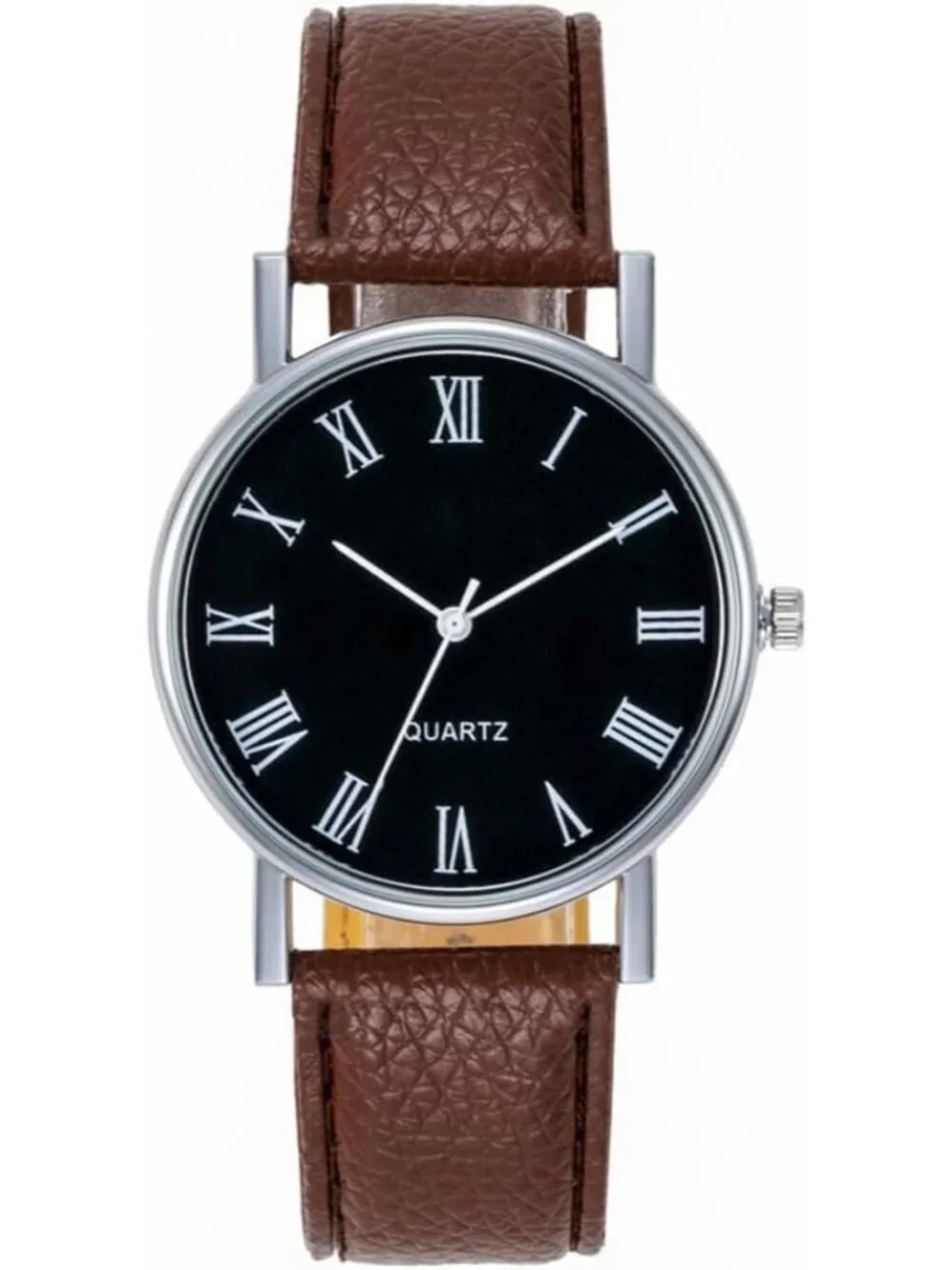 Men's Brown Analog Quartz Simple Solid Leather Band Casual Classic Wrist Watch